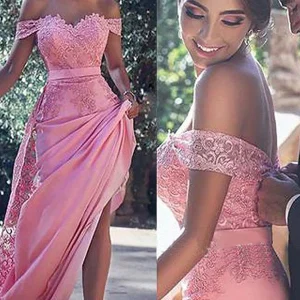 Stunning Off-the-Shoulder Candy Pink Prom Dress, Elegant Lace Applique, Flowy A-Line Skirt