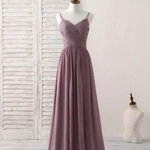 Simple V-Neck Chiffon Bridesmaid Dress: Elegant Long Prom Gown for Women