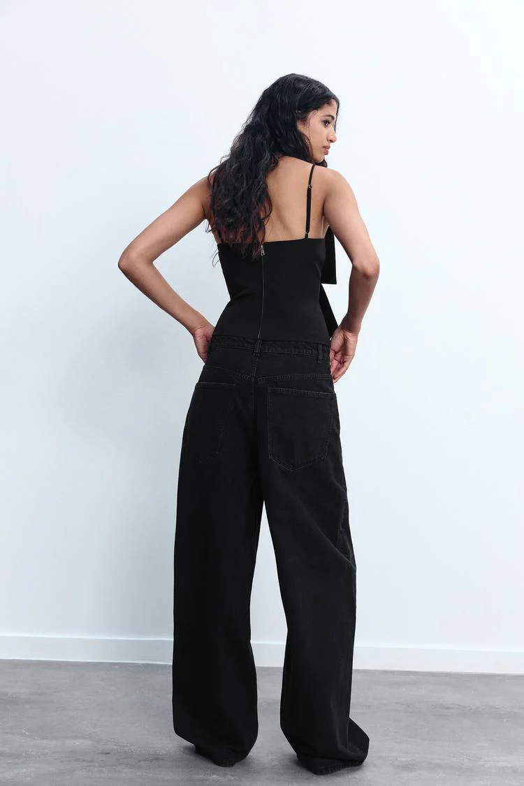 LOULOU | Zwarte Glitter Strik Top Voor Dames - Elegant, Feestelijk & Stralend - Afbeelding 5