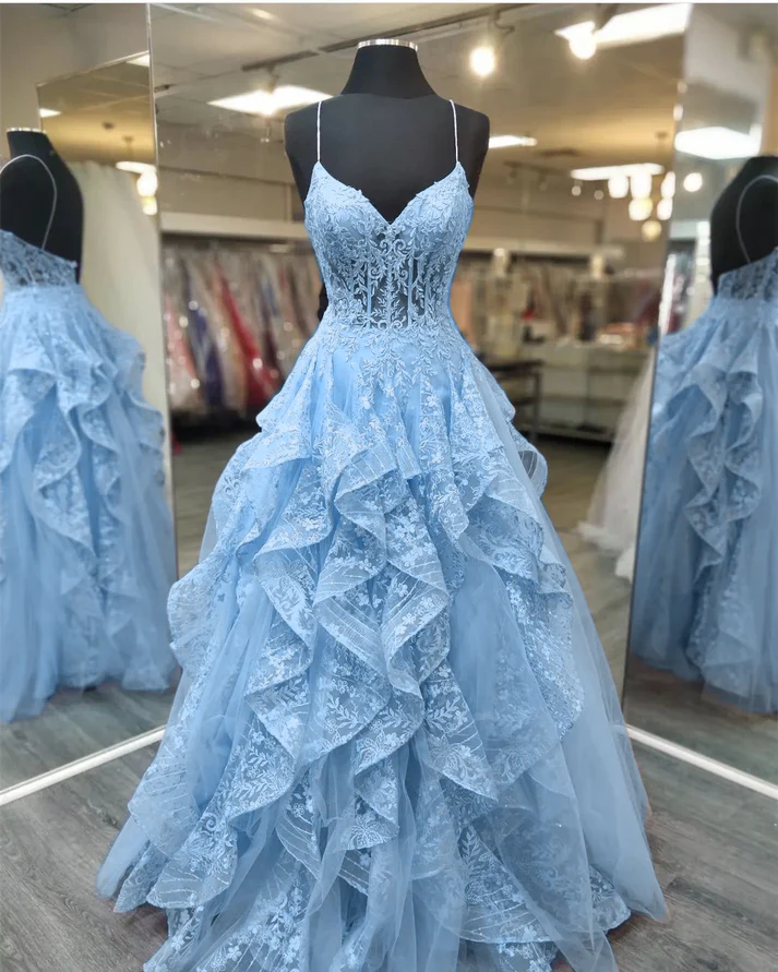 Stunning Spaghetti Straps Lilac Evening Gowns For Formal Prom Nights - Afbeelding 3