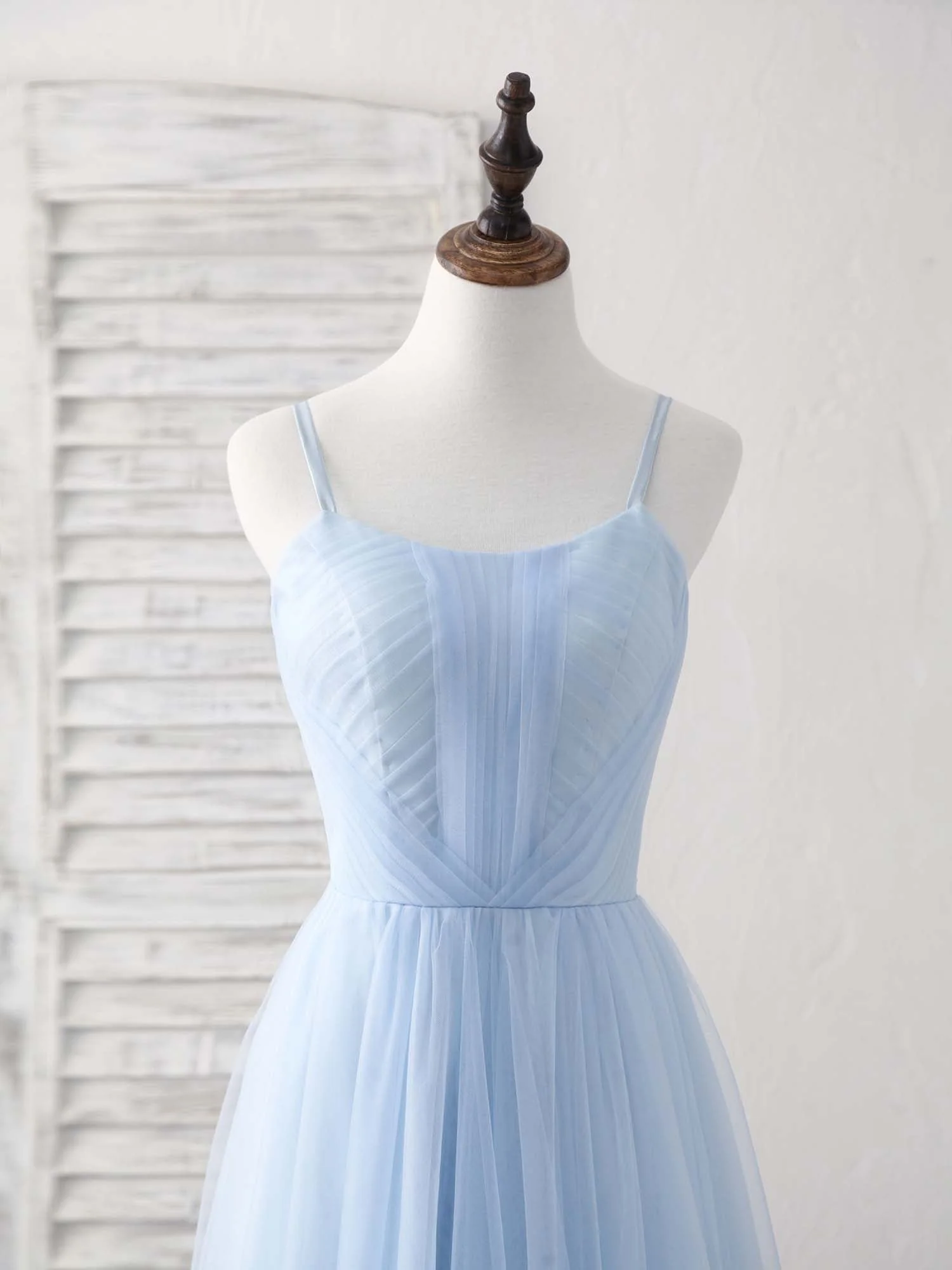 Elegant Blue Tulle Long Prom Dress, Enchanting Bridesmaid Gown for Special Occasions - Afbeelding 5