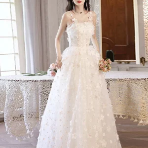 Sweet White Flower A-line Flora Wedding Dress