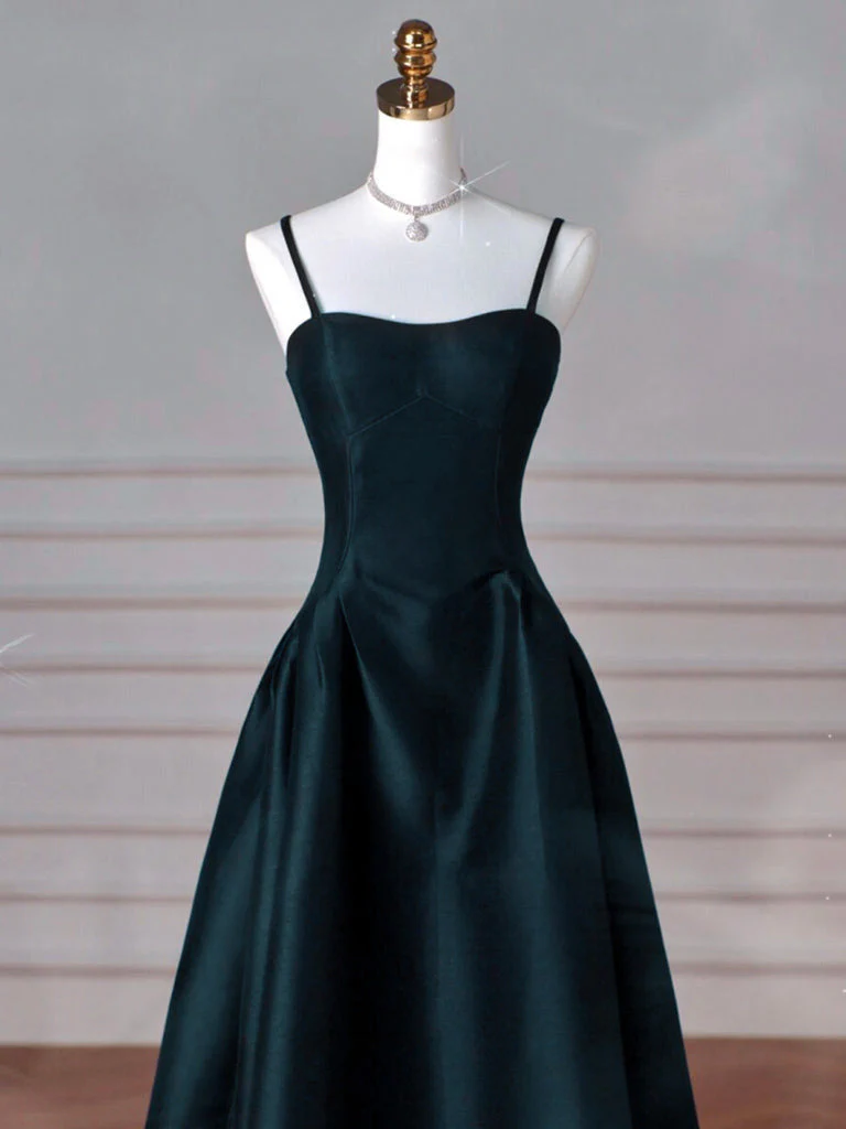 A-Line Sweetheart Neck Satin Peacock Blue Long Prom Dress - Afbeelding 4