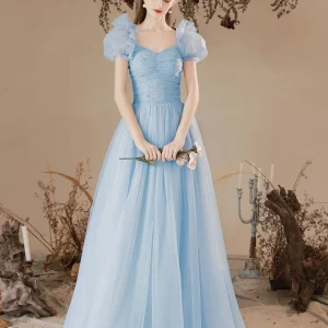 Fairy Princess Tule lichtblauwe formele jurk lange feestjurk