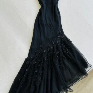 Vintage Tulle Long Prom Dress Sleeveless Bra-Built Evening Gown