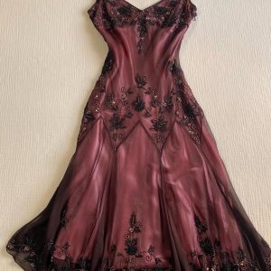 Beaded Satin Sleeveless Evening Prom Gown Long Formal Dress