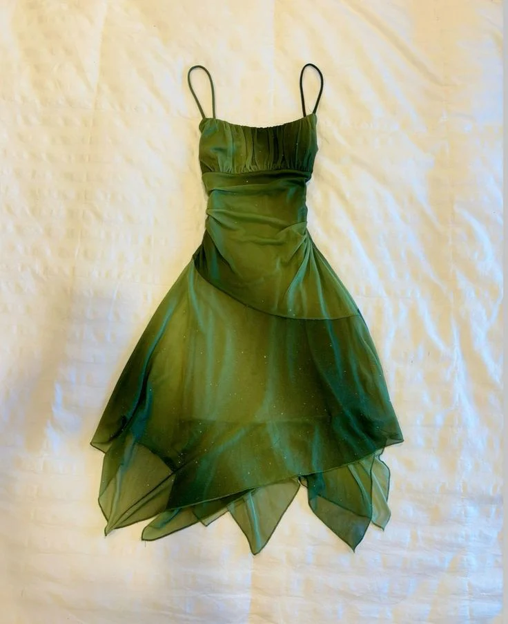 A-Line Green Shiny Tulle Layered Homecoming Party Dress
