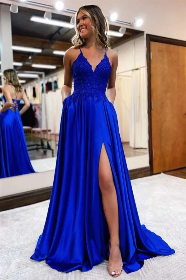 Elegant Spaghetti Strap Mermaid Prom Dress in Dark Blue Color Option - Afbeelding 2