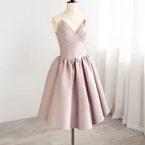 Charming A-Line V-Neck Pink Short Prom Dress, Elegant Pink Homecoming Gown
