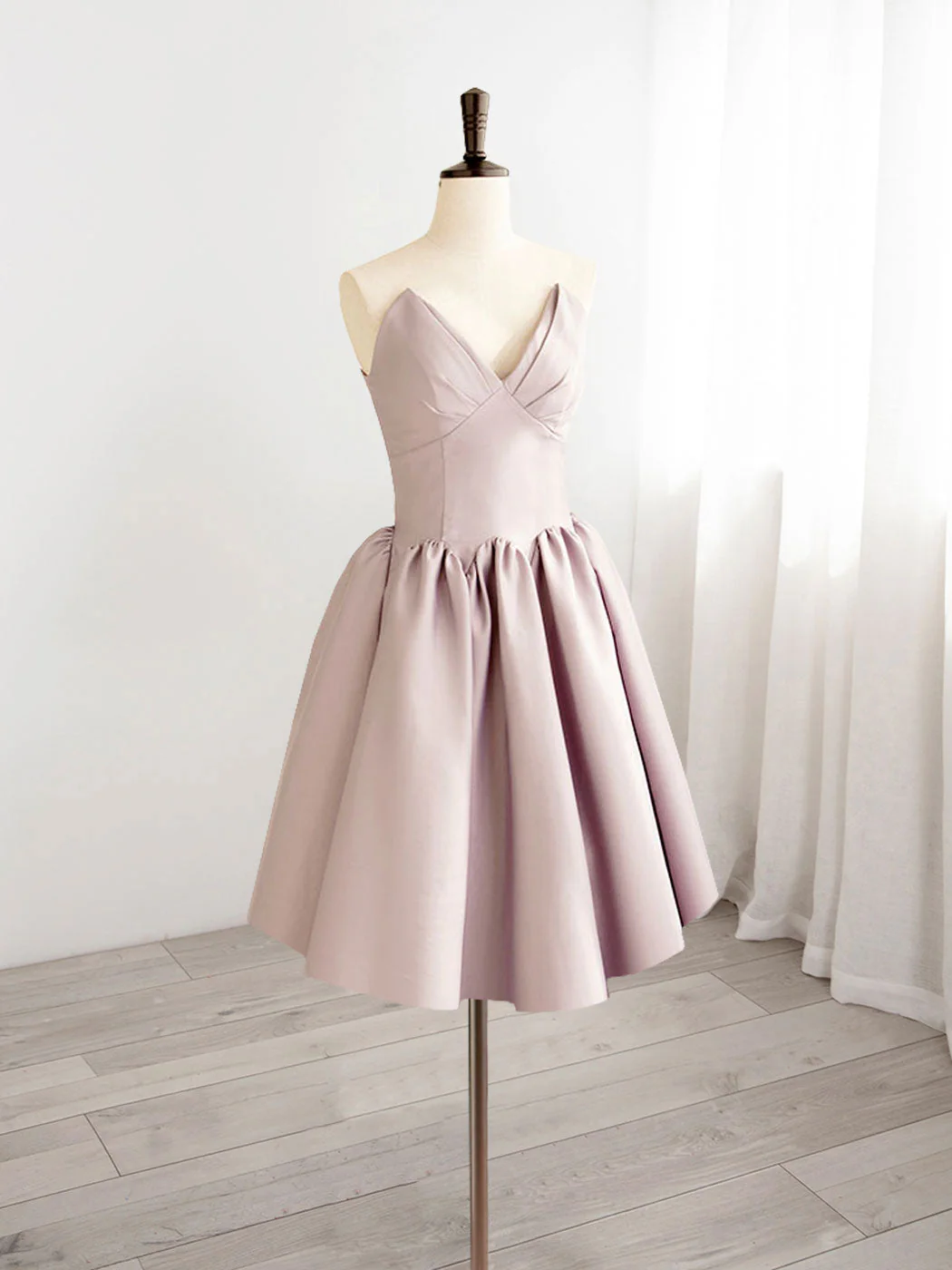 Charming A-Line V-Neck Pink Short Prom Dress, Elegant Pink Homecoming Gown - Afbeelding 2