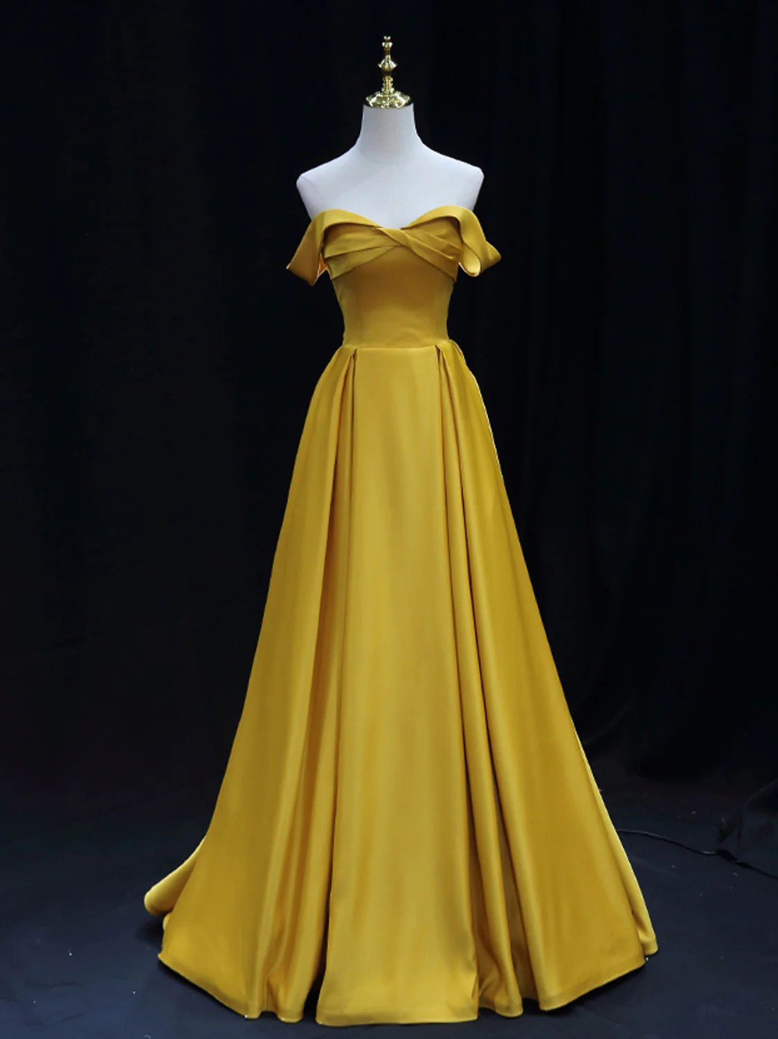 Strapless A-line Satin Yellow Prom Dress Formal Dress - Afbeelding 2