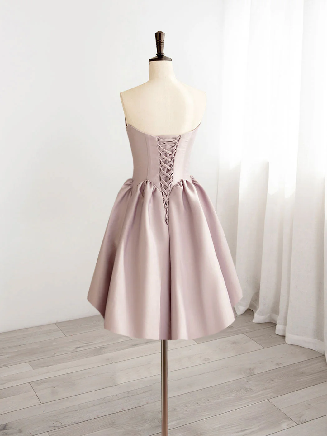 Charming A-Line V-Neck Pink Short Prom Dress, Elegant Pink Homecoming Gown - Afbeelding 3