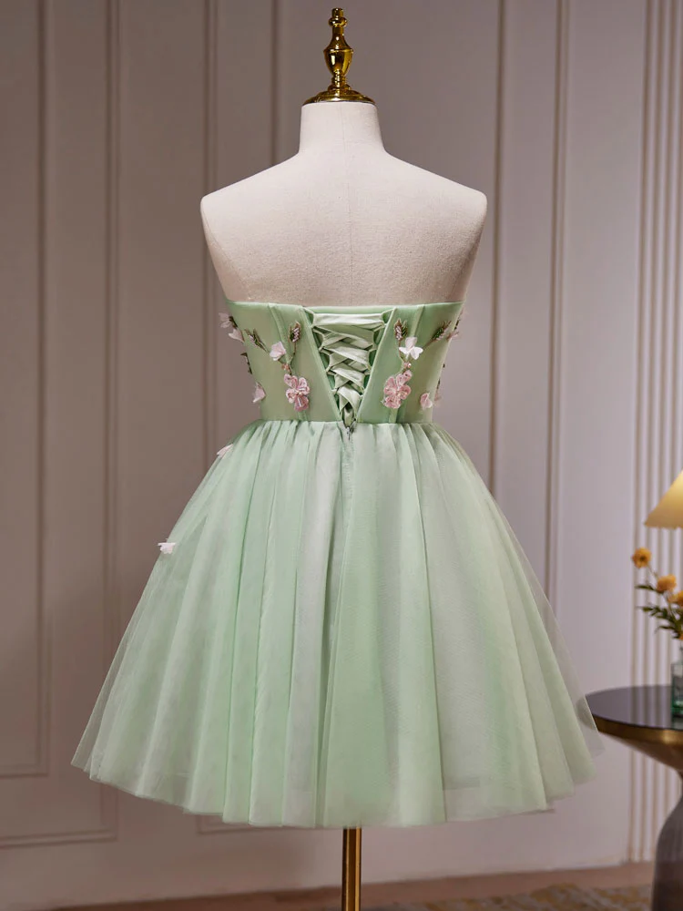Groene Tule doorzichtige pure Homecoming Dress Party Dress - Afbeelding 5