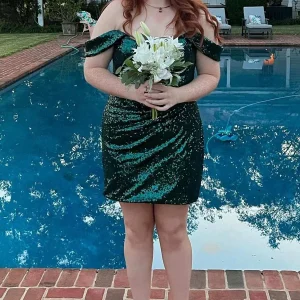 Homecoming-jurk met ronde hals, off-shoulder pailletten