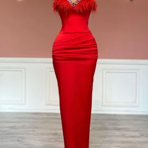 Charming Red Sleeveless Sweetheart Satin Prom Dress with Tassel Decoration