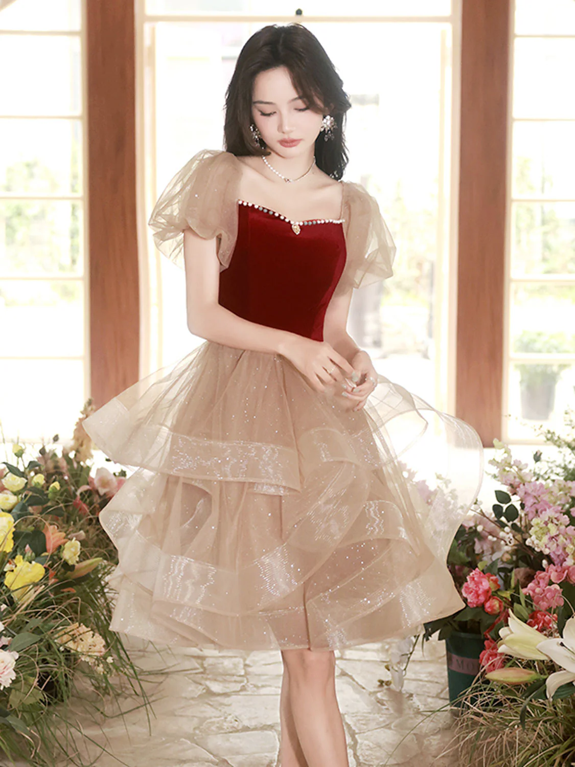 Zoete gelaagde korte 8e klas dansjurk junioren homecoming jurk - Afbeelding 3