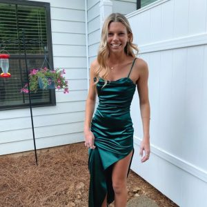 Elegant Green Prom Dress Long Sexy Formal Gown with Slit for Women