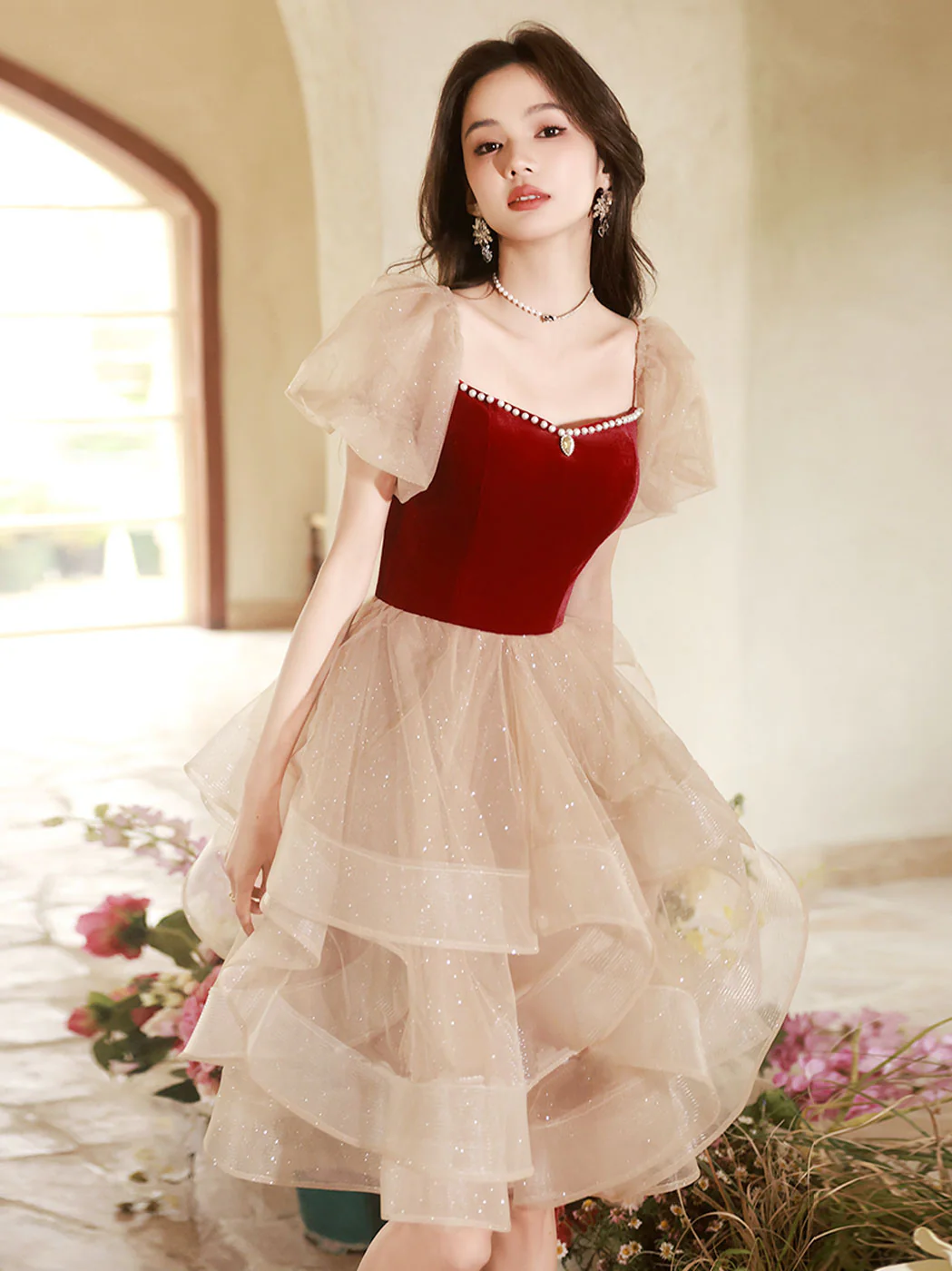 Zoete gelaagde korte 8e klas dansjurk junioren homecoming jurk