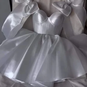 Satin White Homecoming Short Party Dress