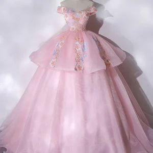 Uit de schouder roze baljurk Quinceanera jurk Sweet 16 jurk