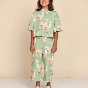 Alpaca Meadow Cropped T-shirt en Wijde broek set Kids