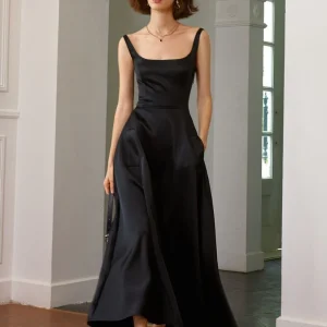 Audrey Hepburn stijl zwarte jaren '50 vintage jurk met zakken