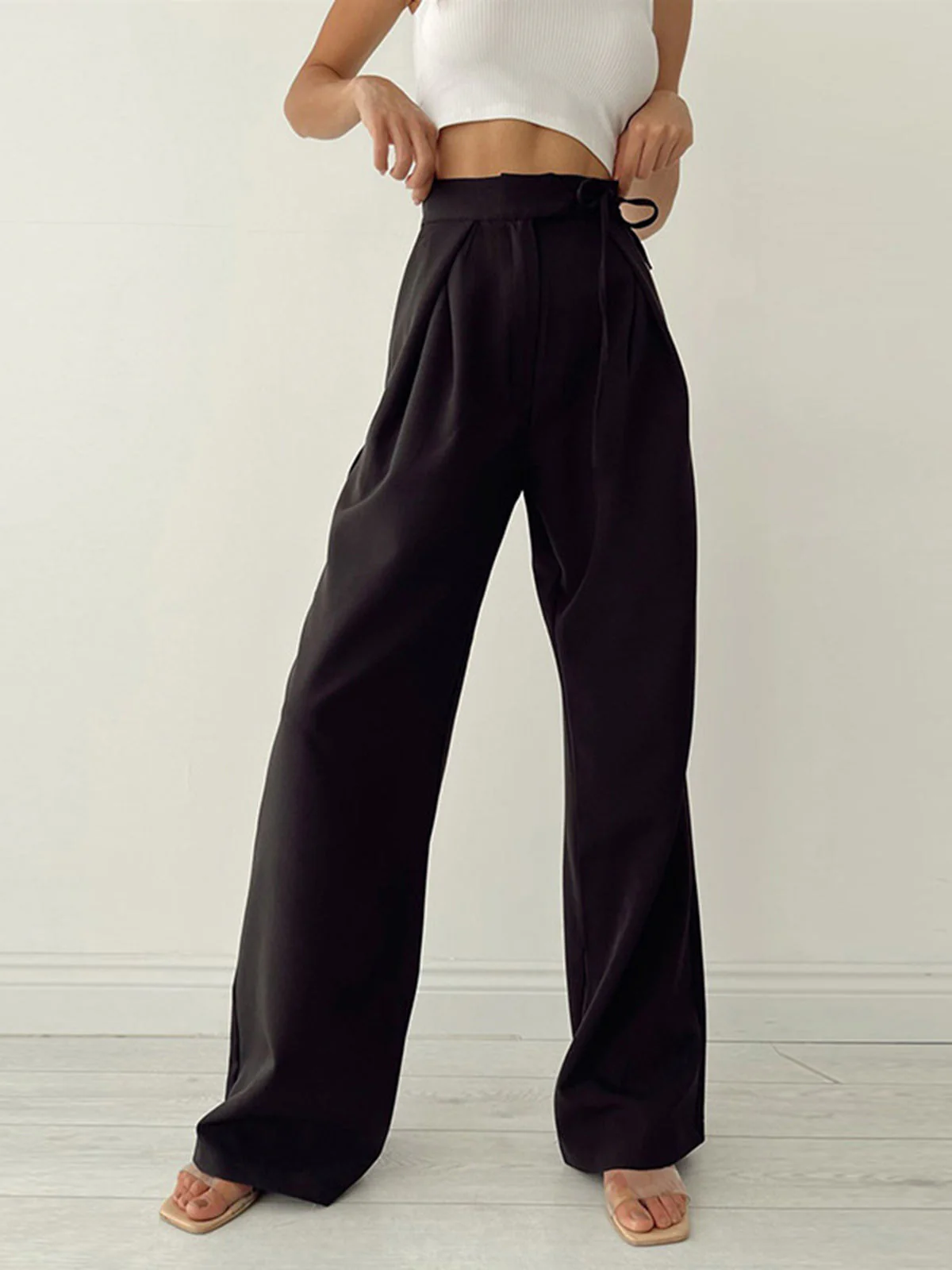 AIDA | High-Waist Dames Pantalon Met Striksluiting – Licht, Losvallend & Ideaal Voor elke Gelegenheid - Afbeelding 7