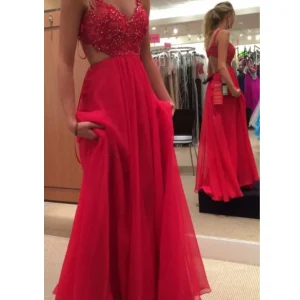 Backless rode galajurk voor junioren eerstejaars homecoming-jurk