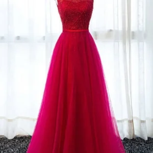 Bateau nek rode Tule bescheiden galajurk