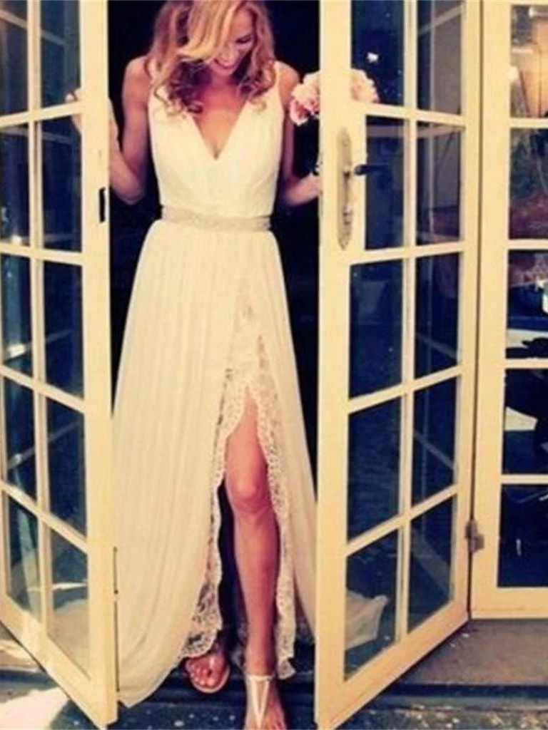 Zomer Boheemse strandjurk met zijsplit van chiffon - Afbeelding 2