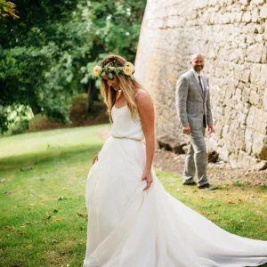 Casual losse spaghettibandjes Top bruidsscheidingen | Tweedelige trouwjurk