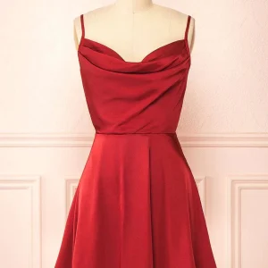 Klassieke rode col homecoming jurk bruidsmeisjekleding