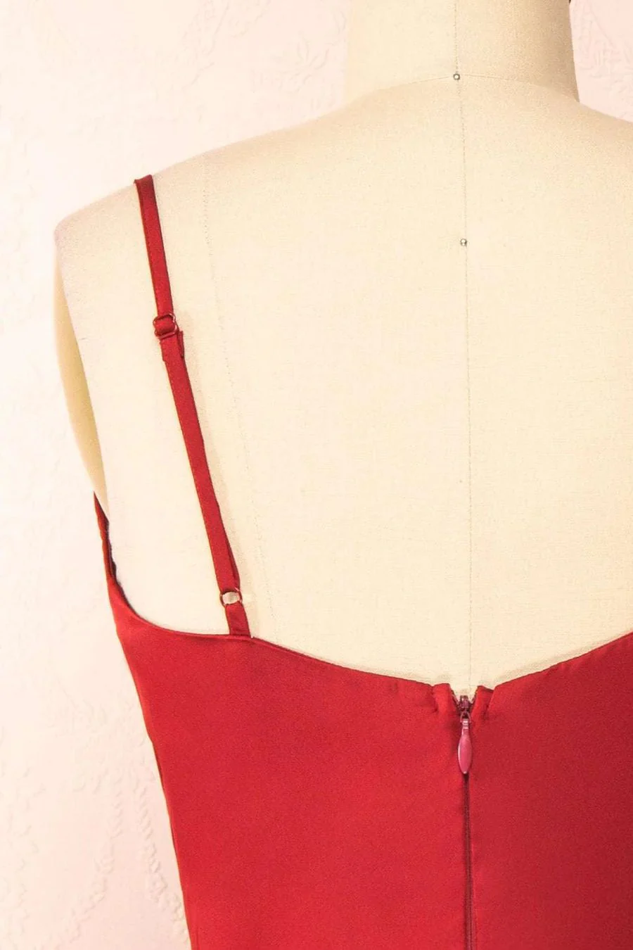 Klassieke rode col homecoming jurk bruidsmeisjekleding - Afbeelding 6