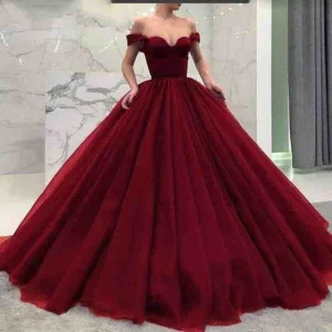 Disney baljurk off-shoulder tule Quinceanera kastanjebruine galajurken