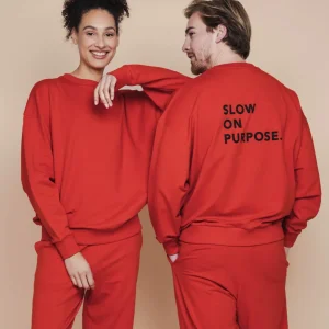 Slow Coral Red Sweater Unisex