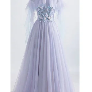 Flowy Tule Lila 8e rang formele jurk prom jurk