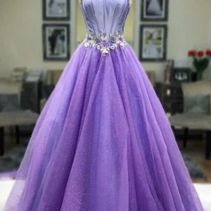 Glitter lavendel strapless baljurk galajurk