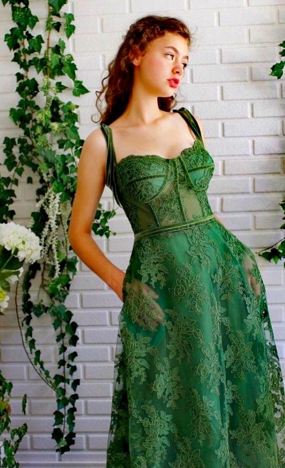 Groene kant Senior Prom Dress Graudation jurk - Afbeelding 4