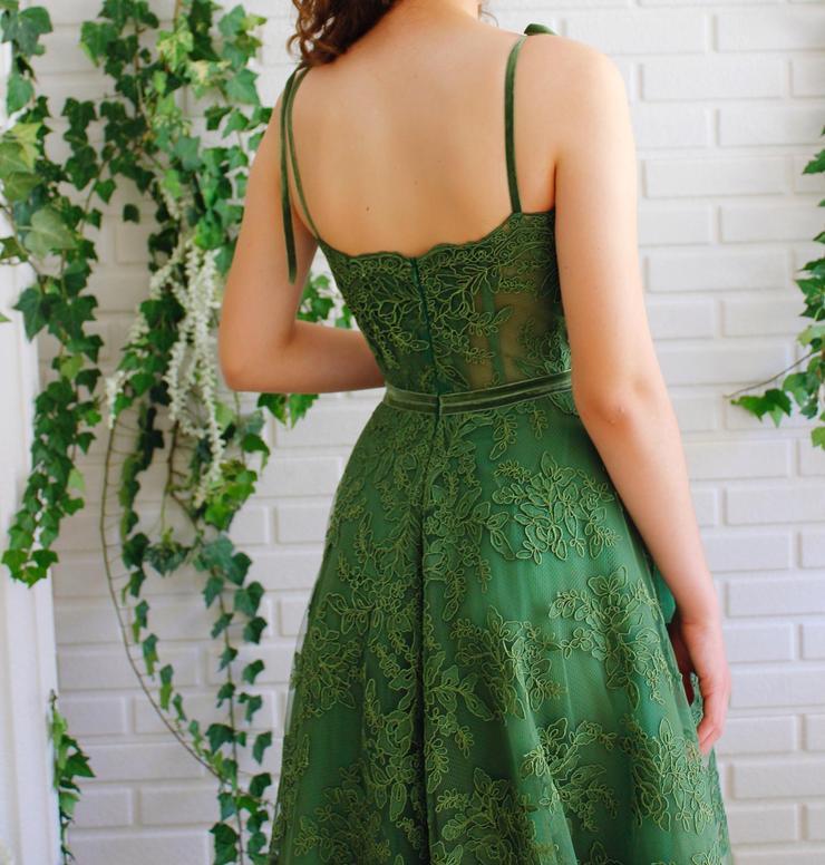 Groene kant Senior Prom Dress Graudation jurk - Afbeelding 6