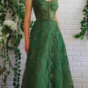 Groene kant Senior Prom Dress Graudation jurk