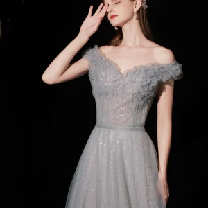 Grijze afstuderen formele jurk