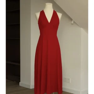 Rode Halter Vintage geïnspireerde jaren '50 Midi-jurk