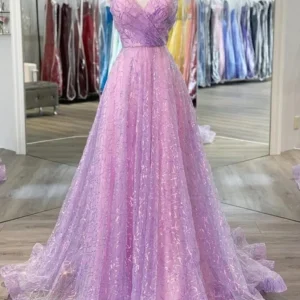 Lila spaghettibandjes formele jurk promjurk