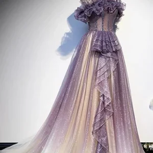 Lange formele gradiënt glitter galajurk