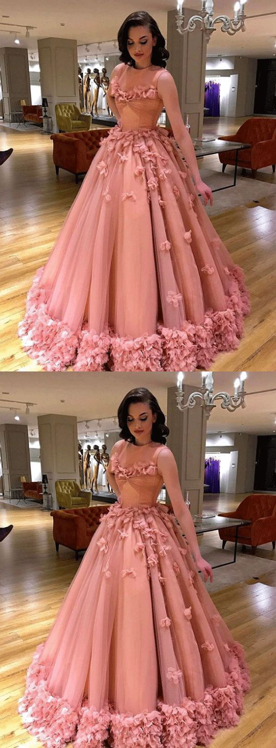 Luxe gekleurde tule trouwjurk met illusie hals en fijne ruches aan de zoom - Afbeelding 3