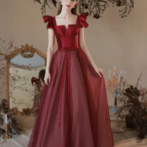 Kastanjebruine prinses polka dot galajurk