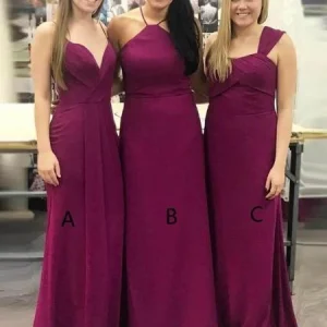 Kastanjebruin Bourgondië Lange Mismatch Bruidsmeisjekleding robes de demoiselle d'honneur GDC1021