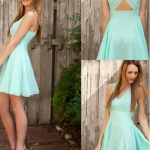 Mint zomer korte bruidsmeisjekleding Robe De Demoiselle D'Honneur Courte