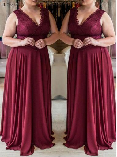 Bescheiden chiffon bordeaux plus size galajurk Lange chiffon galajurk GDC1176