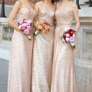 Naakt liefje pailletten lange a-lijn bruidsmeisjesjurken